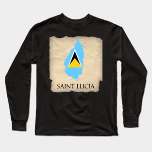 Saint Lucia Map Long Sleeve T-Shirt